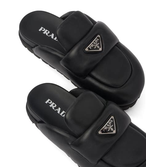 prada black leather slip on mules clo|prada mules sale.